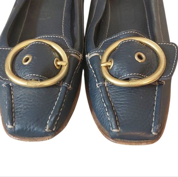Coach Nellie Dark Blue Leather Flats Driving Shoe Loafers Size 7.5 B - Picture 3 of 11